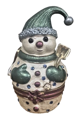 Caja de baratija magnética con bisagras Rucinni vacaciones Navidad muñeco de nieve con pala Foto 1 de 4