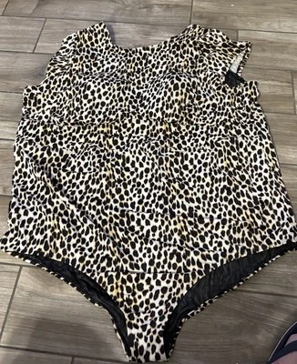 Torrid 泳装 6 码豹纹棕色黑色一件新品 — 第 1/4 张图片