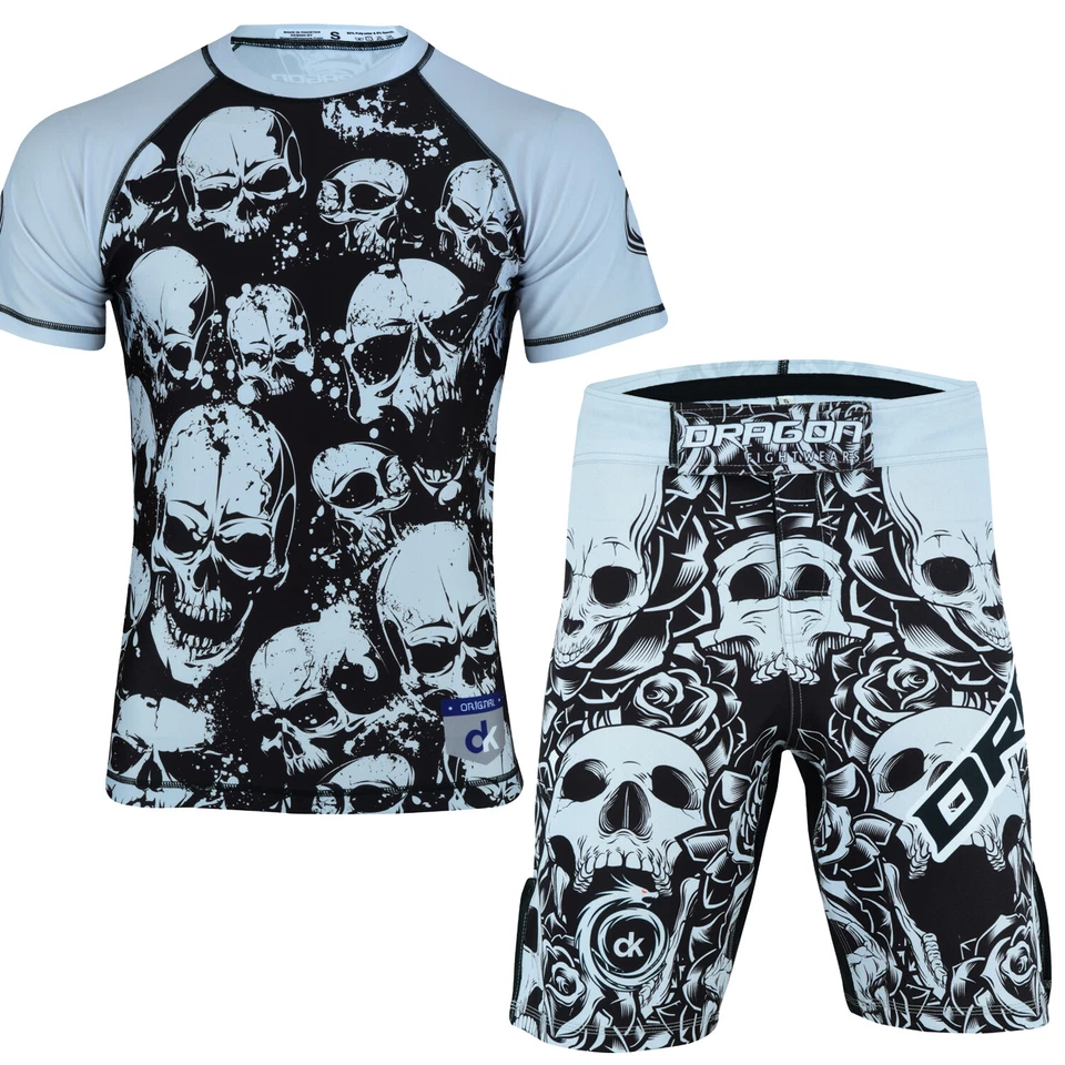 SKULL DRAGON  MMA Compression Wear BJJ / BOXING Rash Guards  Shirt + Shorts Set  - Image 1 of 4