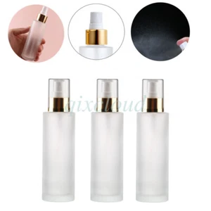 100ml Empty Glass Frost Clear Fine Mist Spray Pump Bottles Cosmetic Container - Picture 1 of 10