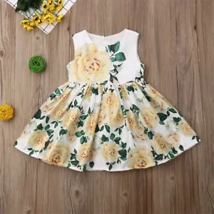NEW Girls Yellow Floral Sleeveless Dress 3T 4T 5T 6 7 Easter - Picture 1 of 7