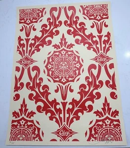 SHEPARD FAIREY - Parlor Pattern Red Cream - 2010 - ed/85 - OBEY GIANT - Picture 1 of 7
