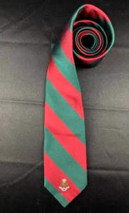 Cravatta uomo Chaps Ralph Lauren vintage seta rossa verde a righe made in USA - Foto 1 di 4