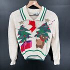 vintage 80s Marisa Christina collared Christmas theme sweater cottagecore S