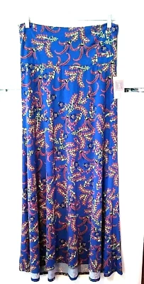 NUEVA FALDA MUJER LULAROE AZUL CON ESTAMPADO FLORAL HI LO MAXI SWING TALLA L NUEVA CON ETIQUETAS Foto 1 de 3