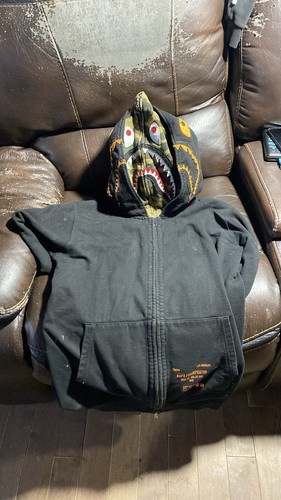 A BATHING APE (BAPE) BAPE FELPA CON CAPPUCCIO ZIP NERA 100% autentica taglia XL