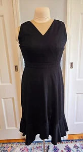 NWT Talbots Black Sleeveless V Neck Dress Ruffle Hem Work LBD Size 6 Petite 6P - Picture 1 of 8