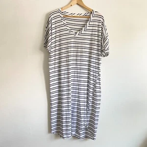 Primness Sz 2 Striped Jersey Tee Shirt Dress Blue White Stretch 100% Cotton - Picture 1 of 9