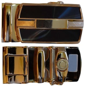 Men’s belt Buckle. self locking belt buckle, Gold and Brown New Belt buckle only - Picture 1 of 12