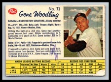 1962  POST CEREAL CANADIAN BASEBALL  # 71 GENE WOODLING  21324