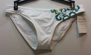Lucky Brand Swim Bikini Bottoms Sz M White Multi Basic Fit i8 - Picture 1 of 2