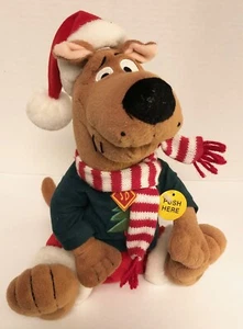 Gemmy SCOOBY DOO Cantando Animado Hablando Navidad 11" Felpa Bufanda Papá Noel Sombrero - Imagen 1 de 2