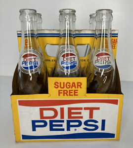 Vintage Sugar Free DIET PEPSI 6 Pack Soda Bottles in Cardboard Carriers ~ RARE