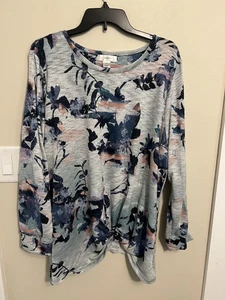 CJ Banks Top Mujer 2X Multicolor Mangas Largas Cuello Redondo Nudo Dobladillo Pullover - Imagen 1 de 6