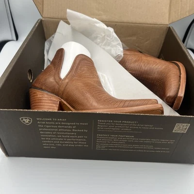 Botas occidentales Ariat Dixon de tacón bajo para mujer 5,5 cuero marrón estampado de lagarto A13 Foto 1 de 4