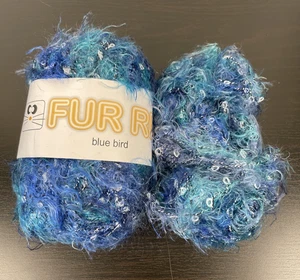 Fur Real SOFT! Yarn 1.5 Skeins Blue Bird 80+ Yds BLUE Rayon/Nylon/Acrylic - Picture 1 of 5