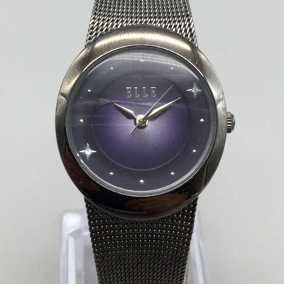 Elle Watch Women 27mm Silver Tone Purple Dial Adj Mesh Band New Battery - Image 1 of 4