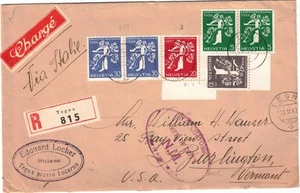 1940 Switzerland Registered Cover via Italy to Vermont National Exposition Stamp - Picture 1 of 2