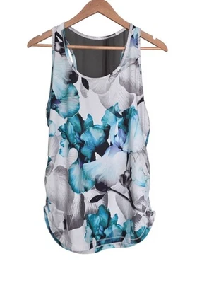 Mujer - Camiseta sin mangas Calia Ocean Iris espalda cruzada acanalada, talla XL Foto 1 de 4