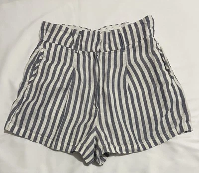 Pantalones Cortos Cynthia Rowley Para Mujer 8 Multi 100% Lino Cambray Plisado Chino Foto 1 de 4