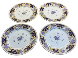 4 Purple Andrea by Sadek Royal Violets Salad Plates Japan 8 1/4" - Picture 1 of 7