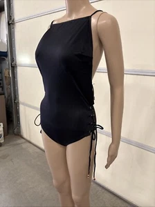 Victoria Secret Black Swimsuit Womens Large One Piece The Wave Monowire Black - Picture 1 of 6