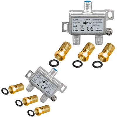 2x Vorrang Schalter Verteiler Umschalter Master Slave 1 LNB an 2 SAT Receiver 💙 - Bild 1 von 2