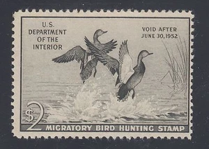 US Sc RW18 MLH. 1951 $2 black Gadwall ducks, Duck Hunting Permit Stamp - Picture 1 of 1
