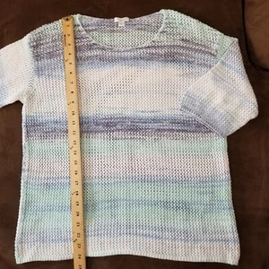 PURE JILL J. MULTI STRIPED KNIT SWEATER 100% COTTON LARGE EXCELLENT CONDITION - Picture 1 of 11
