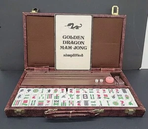 Set Mah Jong Tiles Vintage 1979 Lion Rock Case Game Porcelain 99 Pieces Taiwan - Picture 1 of 8