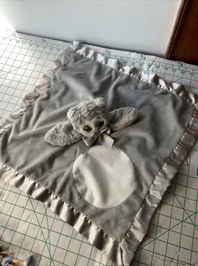 Bearington Baby Lovey Owl Gray White Security Blanket Satin Trim Soft Plush BC - Picture 1 of 7