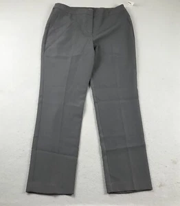 Adrianna Papell Pants Womens 12 Gray Flat Front Straight Leg Lightweight NWT - Picture 1 of 12