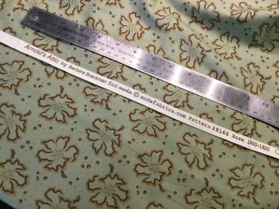 Quilting material one fat quarter 18X22 inches green brown Moda Rose D2 - Image 1 of 3