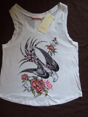 Nuevo MATTHEW WILLIAMSON Tropical Pájaro Estampado Algodón Seda Mezcla Corredor Espalda Tanque  Foto 1 de 4