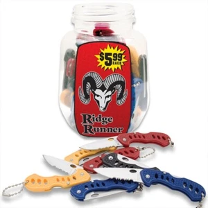 Ridge Runner Pocket Knife Jar | 36 Count | Stainless Steel Blades | ABS Handles - Picture 1 of 3