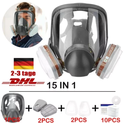 BEDEE Staubmaske Gasmaske Lackiermaske Atemschutz Vollmasken mit Aktivkohle Filter
