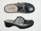 WOMENS NAOT AVIGNON BLACK LEATHER PEWTER BUCKLE SLIDE CLOGS MULES SHOES 40 US 9