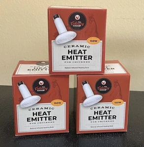 Confezione 3 Emettitori di Calore in Ceramica Fluker's 150W per Pollaio e Altri Animali. NUOVO - Foto 1 di 6