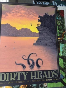 Dirty Heads Poster Gold FOIL 31.08.24 Ridgedale MO SIGNED AP #1/30 Santora - Bild 1 von 5