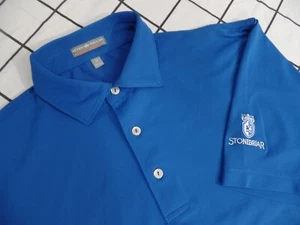 Peter Millar Summer Comfort Shirt Men's MEDIUM BLUE Polo Golf STONEBRIAR G.C - Picture 1 of 8