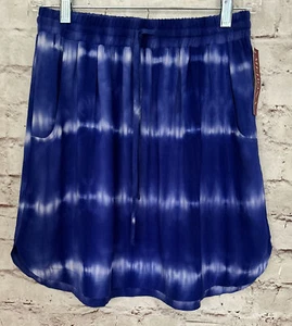 MERONA Damen Minirock blau weiß Batik Kordelzug Gummibund Größe S NEU - Bild 1 von 3