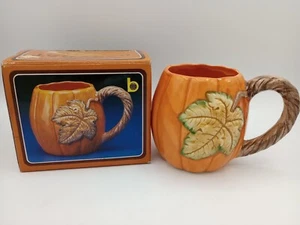 Tazza candela zucca vintage Brinns Harvest dipinta a mano artigianale fine ceramica LEGGI - Foto 1 di 9