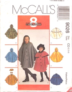 McCall's 9025 ~ Childrens and Girls Cape, Detachable Capelet and Hat ~Sz. 2-3-4 - Picture 1 of 5