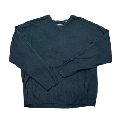 Suéter Joseph & Lyman 100% Lana Merino Extra Fina Cuello en V Negro Talla Grande Foto 1 de 4