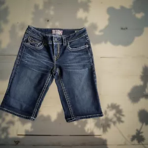 MEK Shorts Damen 27 Dark Wash New York Bermuda Low Rise Stretch Denim Taschen - Bild 1 von 15