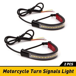 2X 36SMD Amber White LED Fork Turn Signal DRL Strip Lights Universal Accessories