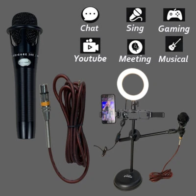Studio Live Wired Microphone With Desktop Selfie Ring LED Lighting For Recording - Image 1 of 4