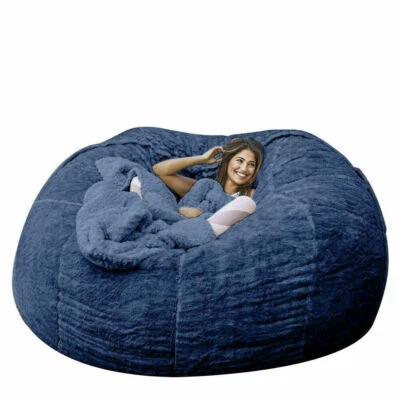 Bolsa de frijoles gigante de espuma de 7 pies de microgamuza silla de sala de estar con memoria sofá perezoso cubierta suave Foto 1 de 4