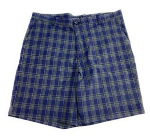 Chaps Golf 78 Men's Flat Front Polyester Stretch Navy Blue Check Shorts 40 - Picture 1 of 4