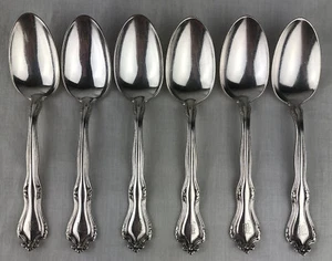 1847 Rogers Bros XS Triple Faneuil Flatware 6 Teaspoons Monogramed Art Nouveau - Picture 1 of 10